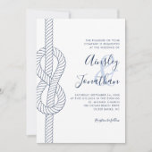 Nautische touw knoop Modern Script bruiloft Kaart (Voorkant)