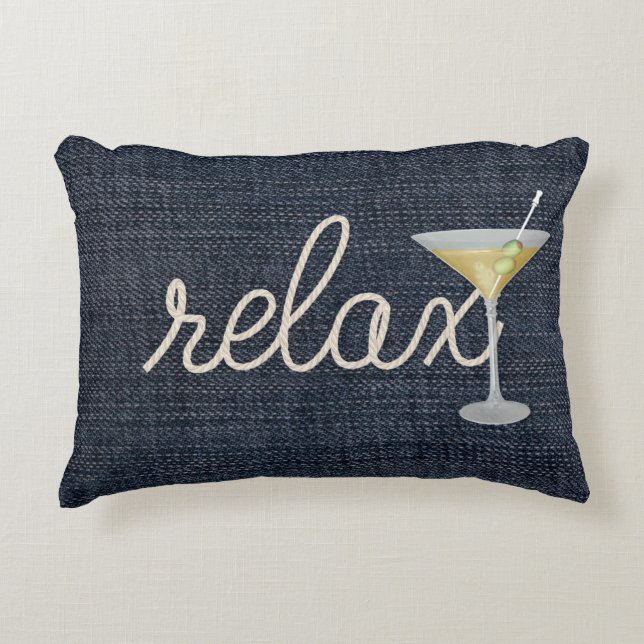 nautische touw op blauwe denim accent kussen (Voorkant)