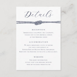 Nautische Touwknoop Elegante Details Huwelijk Informatiekaartje