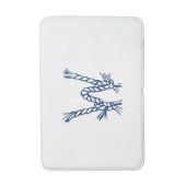 Nautische touwknopen blauw wit aangepast monogram badmat (Voorkant Verticaal)