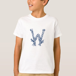 Nautische touwknopen blauw wit aangepast monogram  t-shirt