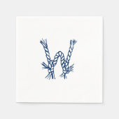 Nautische touwknopen monogram initiaal blauw wit servet (Voorkant)
