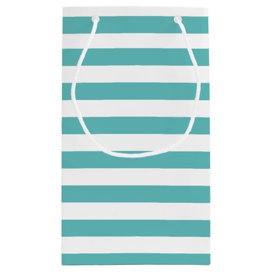 Nautische Turquoise Streep Anker Bruiloft Gift Bag Klein Cadeauzakje (Achterkant)