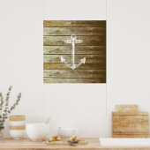 Nautische verankering op houtafbeelding poster (Keuken)