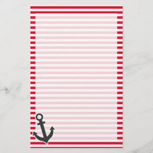 Nautische verankering; rode cadmiumstrepen; gestri briefpapier