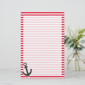 Nautische verankering; rode cadmiumstrepen; gestri briefpapier (Staand voorkant)