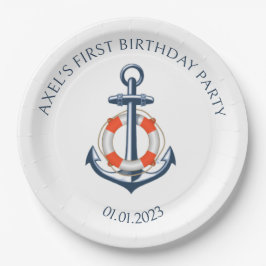 Nautische Verjaardagspartij Papier Bord Ontwerp