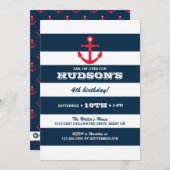 Nautische verjaardagsuitnodiging - Anker Kaart (Voorkant / Achterkant)