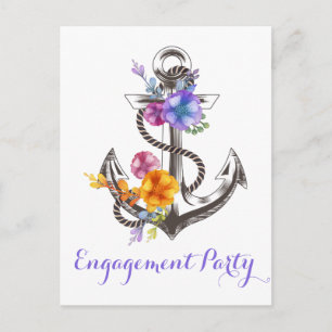 Nautische Verlovingsfeest Bloemenanker Wedding Briefkaart