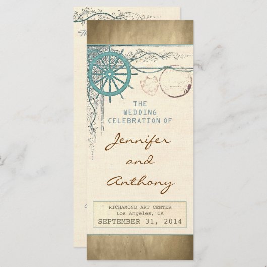 Nautische vintage huwelijksprogramma's programma (Voorkant / Achterkant)