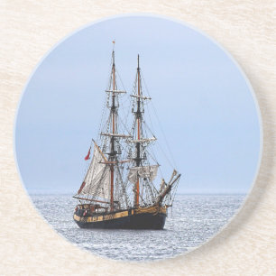 Nautische vissersboot blauwe luchten zandsteen onderzetter