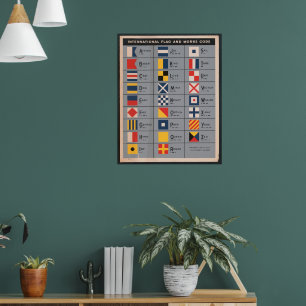 Nautische vlaggen en morse code poster