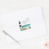 Nautische vuurtoren Baby shower Bookplate Vierkante Sticker (Envelop)