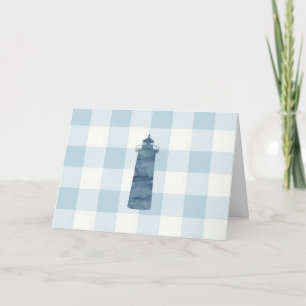 Nautische Vuurtoren Blauw Gingham patroon Kaart