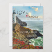 Nautische Vuurtoren Bruiloft Dank u Kaart (Voorkant)