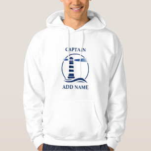 Nautische Vuurtoren met Kapitein of Bootnaam Marin Hoodie