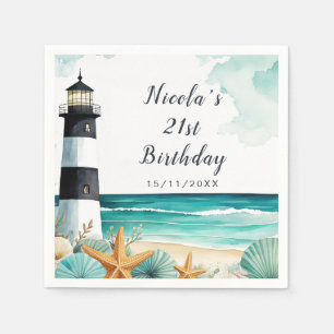 Nautische Vuurtoren Verjaardag Servet