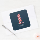 Nautische Vuurtoren ZIP CODE Rood Wit Blauw Fun Vierkante Sticker (Envelop)