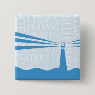 Nautische vuurtorenposter vierkante button 5,1 cm