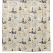 Nautische Vuurtorens Zeilboten Kustvaart Douchegordijn (Voorkant)