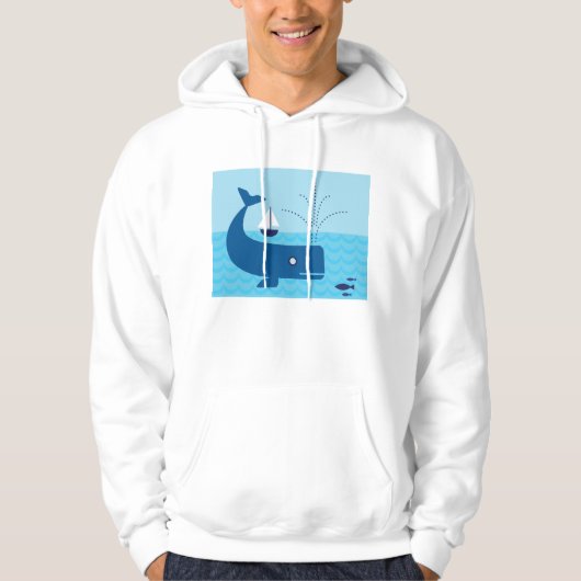 Nautische walvis en zeilboot Ocean Blue Zee Hoodie (Voorkant)