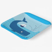 Nautische walvis en zeilboot Ocean Blue Zee Papieren Bordje (Gebogen)