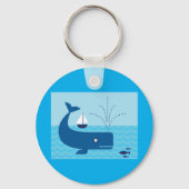 Nautische walvis en zeilboot Ocean Blue Zee Sleutelhanger (Achterkant)