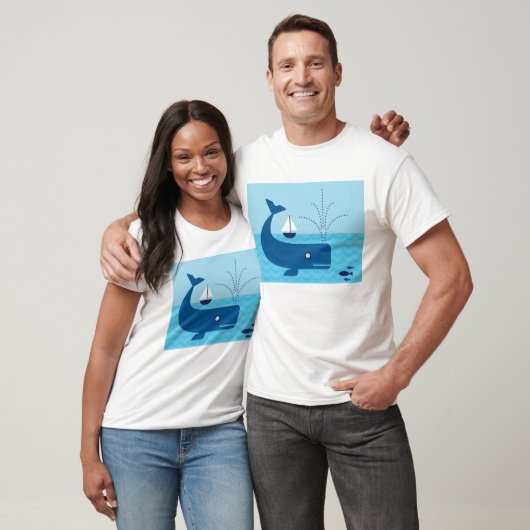 Nautische walvis en zeilboot Ocean Blue Zee T-shirt (Unisex)