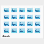 Nautische walvis en zeilboot Ocean Blue Zee Vierkante Sticker (Vel)