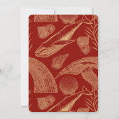  nautische walvis rood Baby shower uitnodiging (Achterkant)