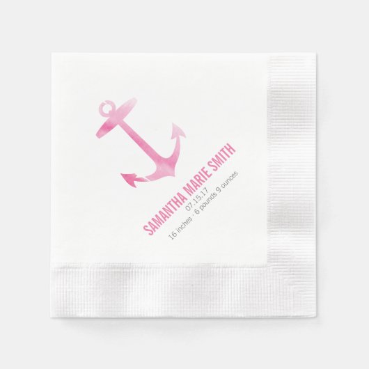 Nautische Waterverf Anker Baby shower Sip en See Servetten (Voorkant)