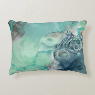 Nautische Waterverf Aqua Ocean Octopus Accent Kussen