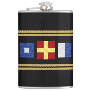 Nautische Waterverf Maritiem Signal Flag Monogram Heupfles