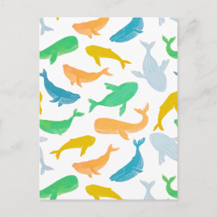 Nautische Waterverf Pacifische walvis Briefkaart
