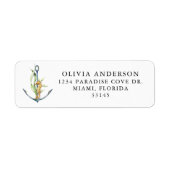 Nautische Waterverf Seahorse en Anchor Etiket (Voorkant)