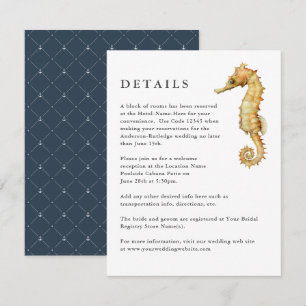 Nautische Waterverf Seahorse Wedding Details Info Informatiekaartje