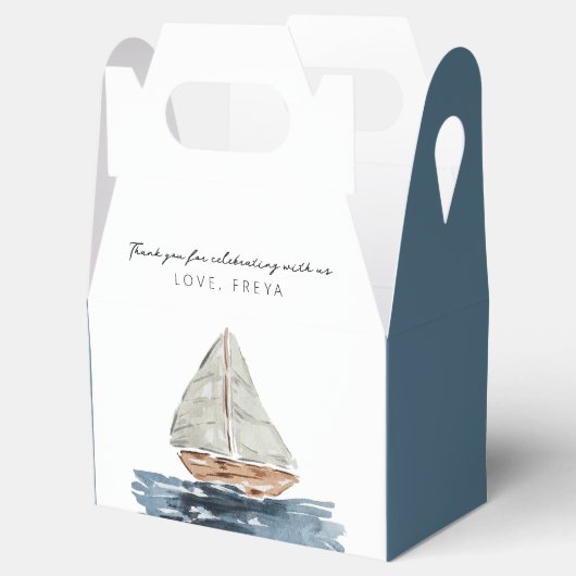 Nautische Waterverf zeilboot Baby shower Dank u Bedankdoosjes (Geopend)