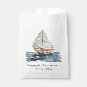 Nautische Waterverf zeilboot Baby shower Dank u Bedankzakje