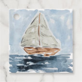 Nautische Waterverf zeilboot gepersonaliseerd Bedankjes Labels (Voorkant)