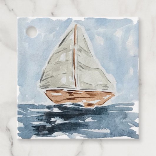 Nautische Waterverf zeilboot gepersonaliseerd Bedankjes Labels (Voorkant)