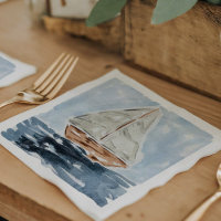 Nautische Waterverf zeilboot schilderen Baby showe