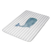 Nautische Whale Painting Stripe Badmat (Gekanteld)