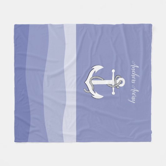 Nautische witte zeilboot / ankers weg / blauwe gol fleece deken (Voorkant (Horizontaal))