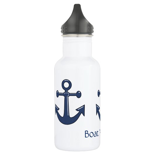 Nautische zeeboot Anchor Blue aangepaste boot naam Waterfles (Links)