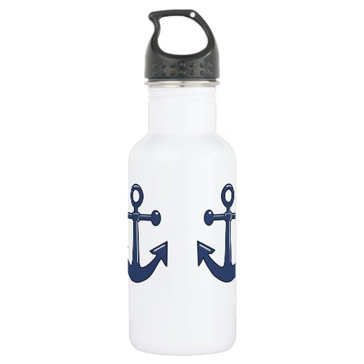 Nautische zeeboot Anchor Blue aangepaste boot naam Waterfles (Achterkant)