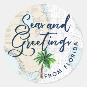 Nautische Zeeen en Groeten Vakantiekaarten Envelop Ronde Sticker