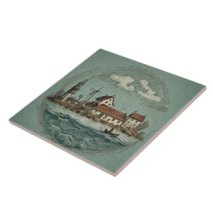 Nautische Zeegezichten Olieverfschilderij No15 Tegeltje