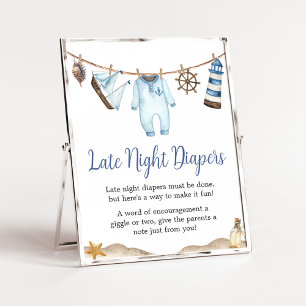 Nautische zeeman Ahoy Baby shower Late Night Luier Poster