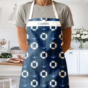 Nautische Zeilboot Anker Reddingsboei Marine Blauw Schort