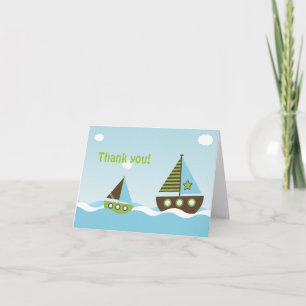 Nautische Zeilboot Baby Boy Baby shower Dank u Bedankkaart